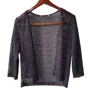 Vintage Open Knit 3/4 Sleeve Lightweight Cardigan